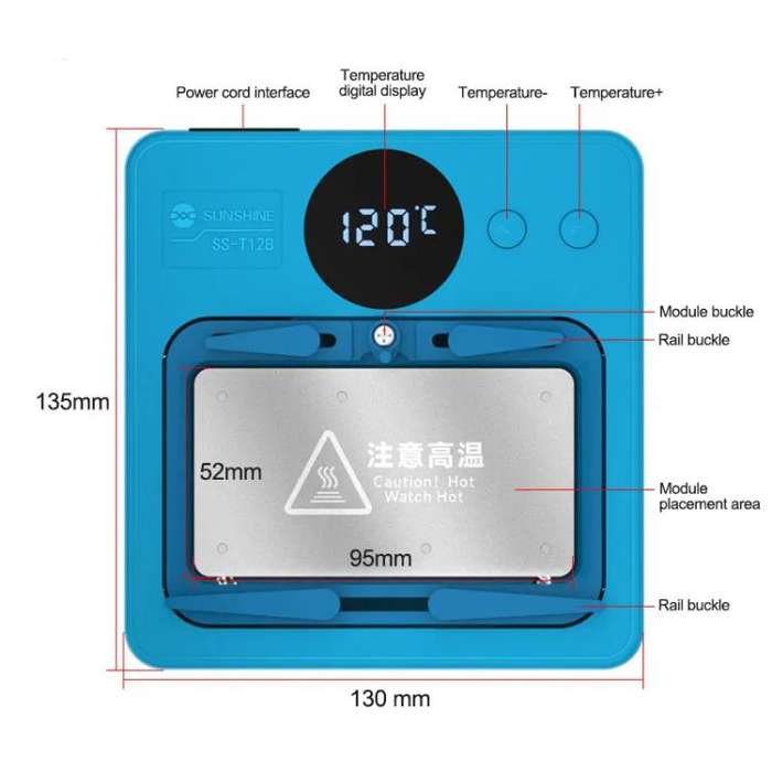 SUNSHINE SS-T12B 9 In 1 Mobile Phone Motherboard Smart Repair Heating Platform Kit Support IP7G-1...