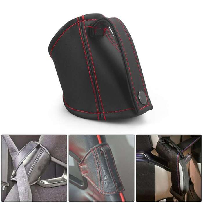 Car Seat Safety Belt Buckle Racing Car Seat Belt Limiter Guard(Leather Black Line)
