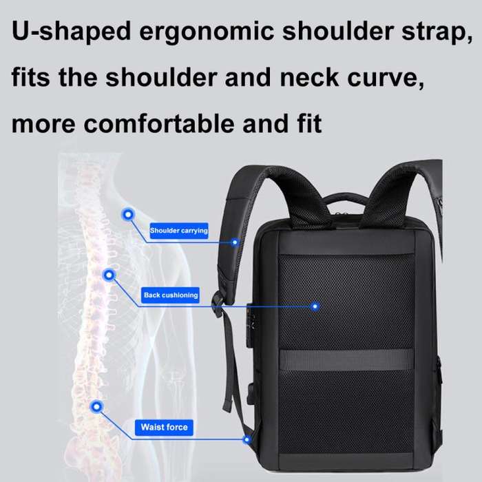 OUMANTU 966 Large-Capacity Waterproof Three-Dimensional Password Lock Laptop Backpack(Gray)