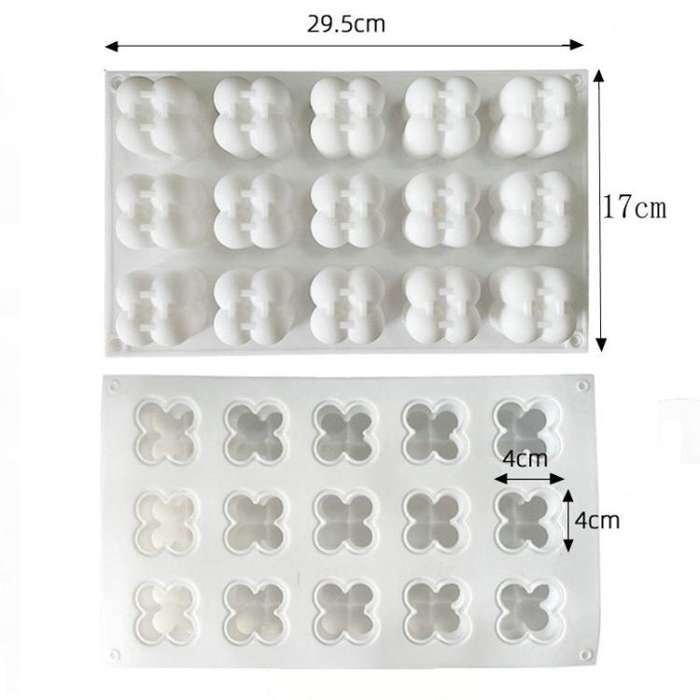 15-Cavity Magic Cube Silicone Mousse Cake Mold Fondant Candle Mold(White)