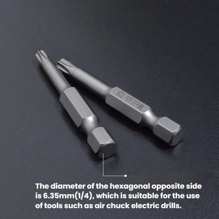 WEILIGU 5pcs 50mm T15 Magnetic S2 Pneumatic Air Bit Electric Drill Plum Blossom Head With Center ...