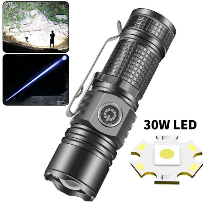 Mini TYPE-C Rechargeable White Laser LED Strong Light Long-Range Flashlight(Without Battery)