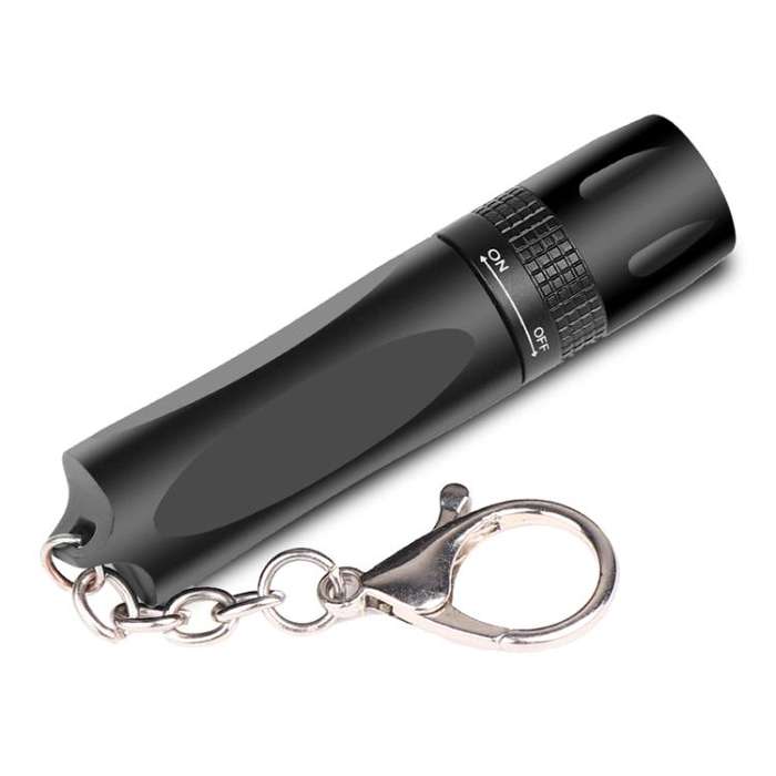 Small LED Portable Flashlight With Keychain(Black)