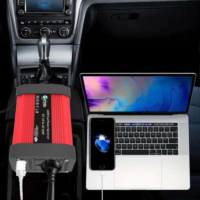 Gurxun Dual USB+Dual Type-C Charging Port Modified Square Wave Car Inverter, Spec: DC12V To AC110...