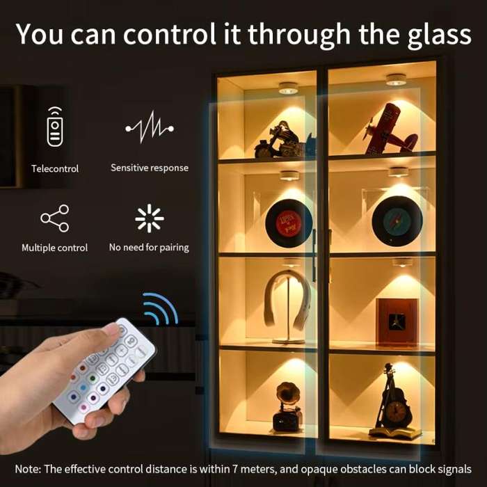 RGB  Magnetic Puck Light Rechargeable LED Under Cabinet Light With Remote Control