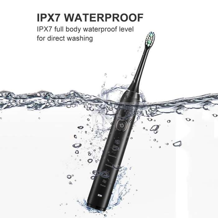 Sarmocare S100 IPX7 Waterproof Portable Sonic Electric Toothbrush with 8-brush Heads(White)