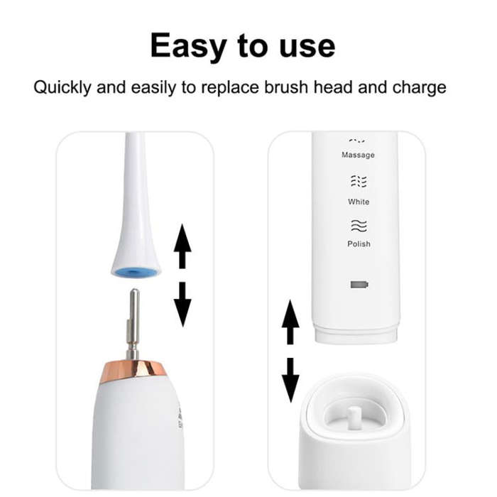 Sarmocare S100 IPX7 Waterproof Portable Sonic Electric Toothbrush with 8-brush Heads(White)