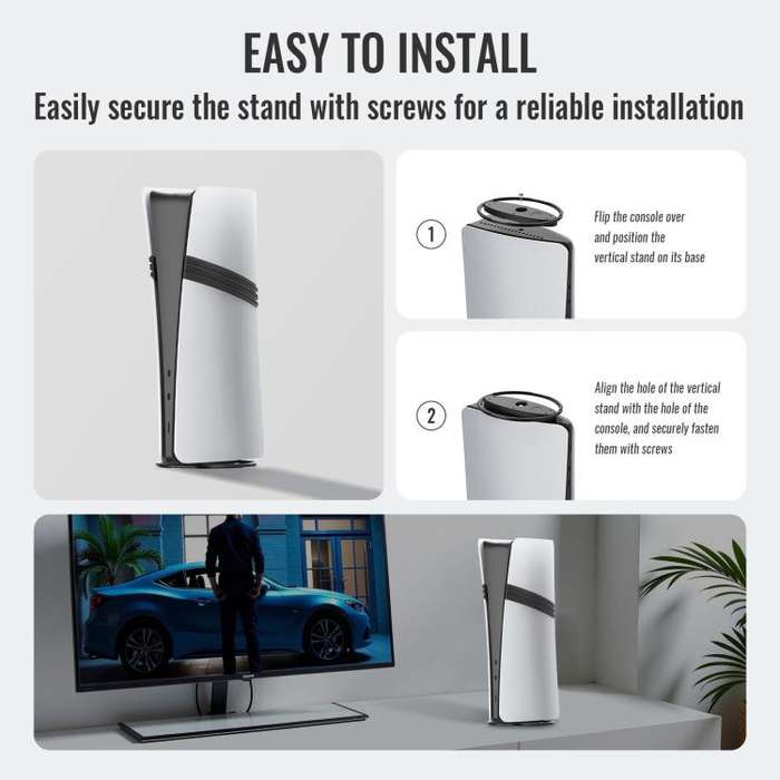 For PS5 / PS5 Slim / PS5 Pro Game Console Desktop Vertical Stand Non-Slip Base(Gray)