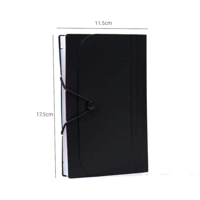 12 Pockets A6 File Organizer Expanding File Folders for Storage and Organization Natural Inner(Bl...