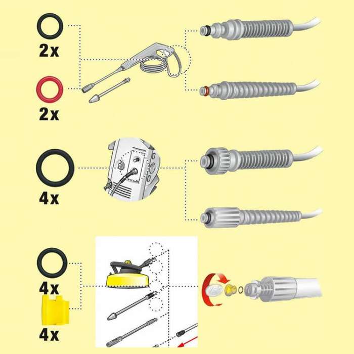 24pcs / Set For Karcher K2 / K3 / K4 / K5 / K6 / K7 High Pressure Washer O-Shape Sealing Ring