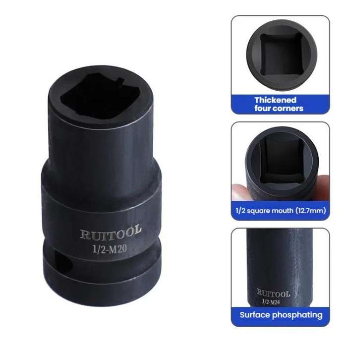 RUITOOL 1/2 inch Tap Socket Pneumatic Wrench Square Socket Inner Quarter Square Hole Wrench Tool,...