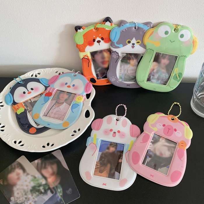 Hisocute Student Cartoon PVC Transparent Card Holder Cute Animal 3-Inch Idol Album Photo Card Cas...