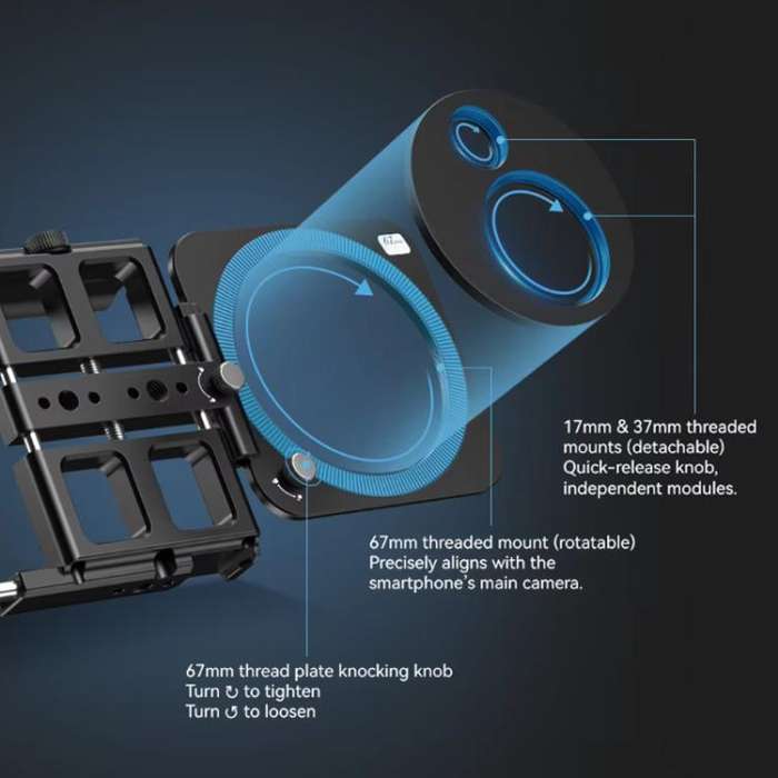 APEXEL VideoRig 2 Pro Smart Bluetooth Handle Mobile Photography Rabbit Cage Set(Black)