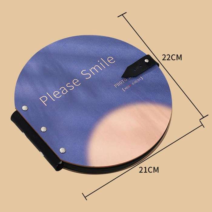 Wooden Round Photo Album Memorial Album Kids Growth Photobooks Cartoon DIY Scrapbook, Style: OUR ...