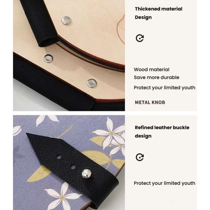 Wooden Round Photo Album Memorial Album Kids Growth Photobooks Cartoon DIY Scrapbook, Style: Deer