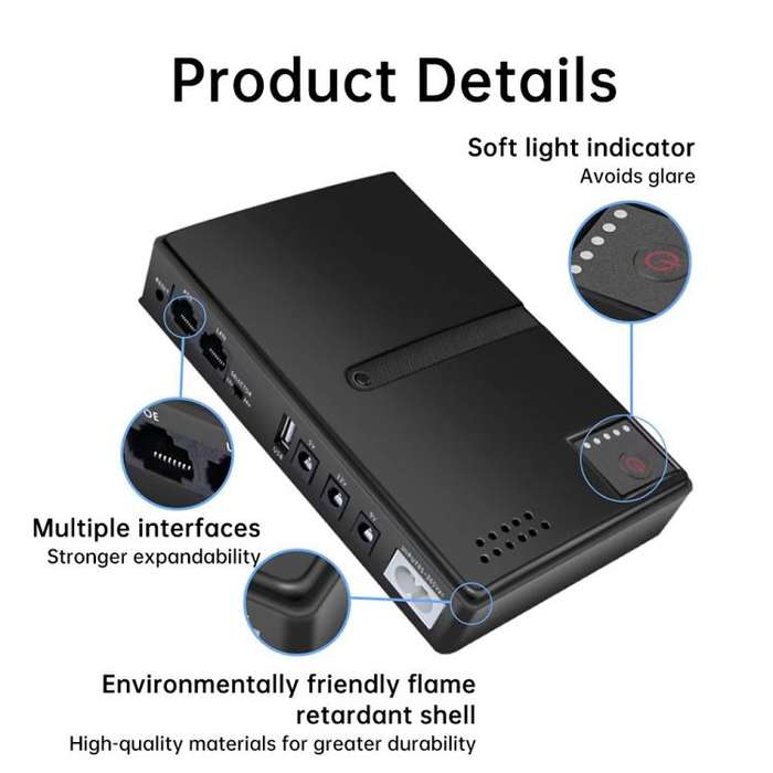 Uninterruptible Power Supply with DC Output 5V/9V/12V for Router, Modem, Security Camera, Mobile ...