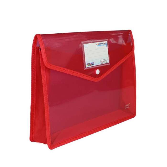 B4  Transparent File Pouch Expanding File Organizer Documents Bag with Snap Closure(Red)