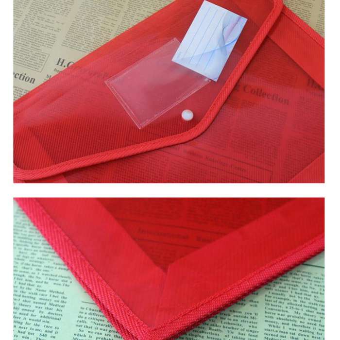 B4  Transparent File Pouch Expanding File Organizer Documents Bag with Snap Closure(Red)