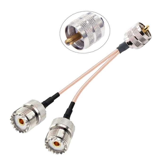 15cm UHF Male To 2 Female 1 In 2 Adapter Cable Y Type PL-259 To SO239 RG316 Coaxial Cable