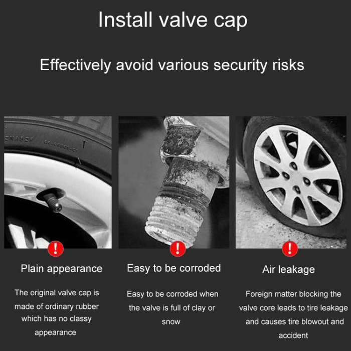 2 Sets Car Modification Aluminum Tire Valve Caps, Style: Graphic Model