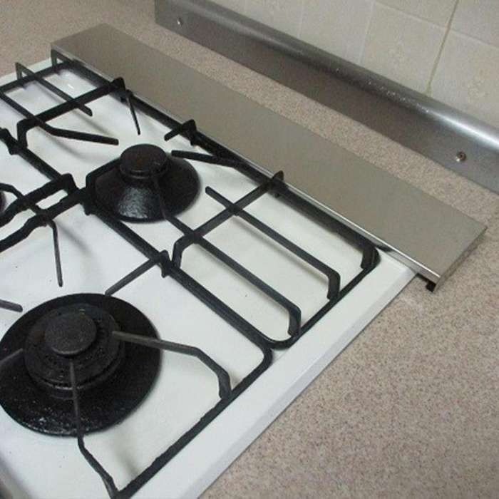 Stainless Steel Exhaust Vent Cover Gas Stove Cover Seasoning Rack Oil Splash Guard 64x10x2.5cm