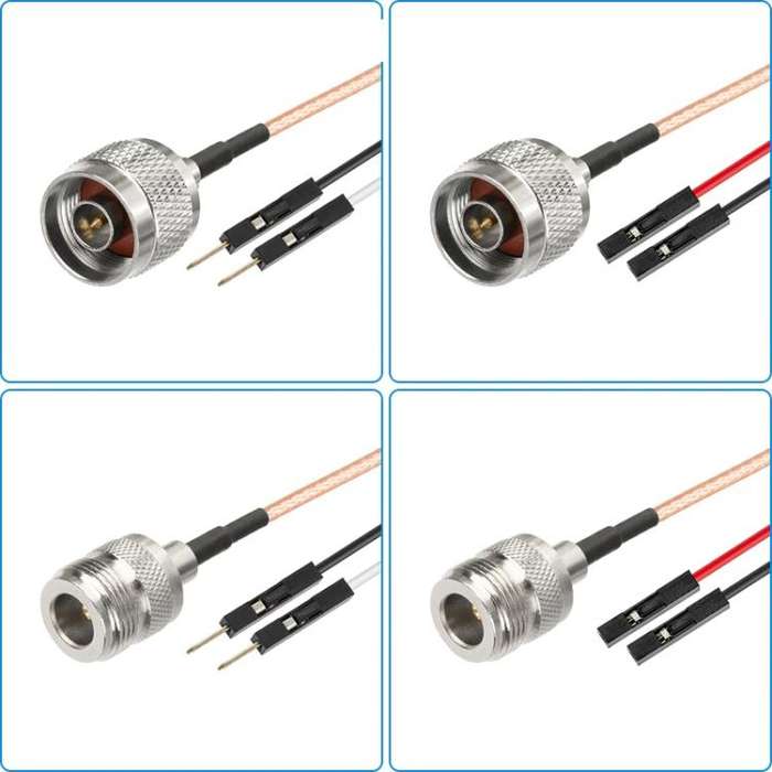 N Female To Dual DuPont Female RG316 RF Test Extension Adapter Cable(0.5m)