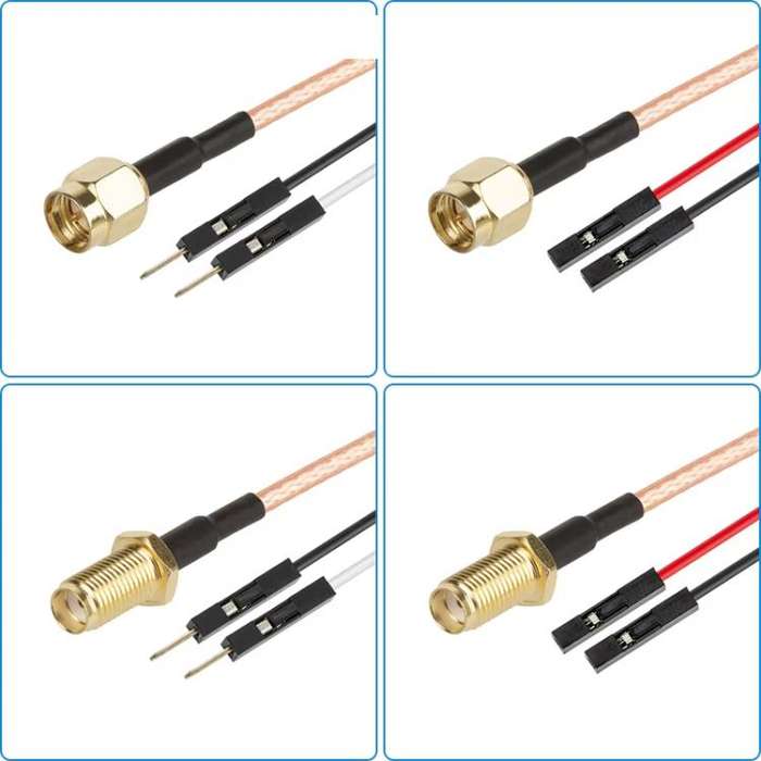 SMA Male To Dual DuPont Female RG316 RF Test Extension Adapter Cable(1m)