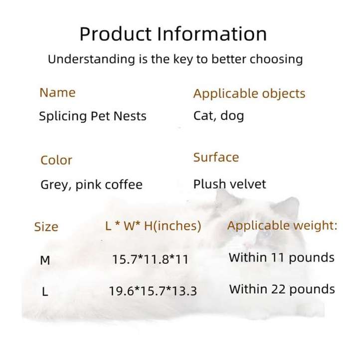 Pet House Bed Splicing Handle Design Warm Plush Cat Dog House, Size: M(Coffee)