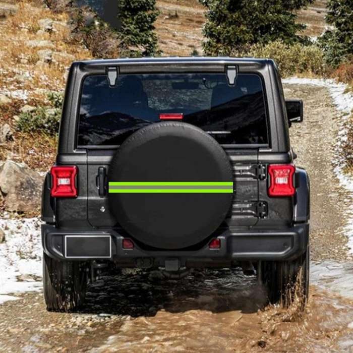 15inch Thickened Imitation Leather Car Tire Protector Spare Tire Cover With Reflective Stripes(FG...