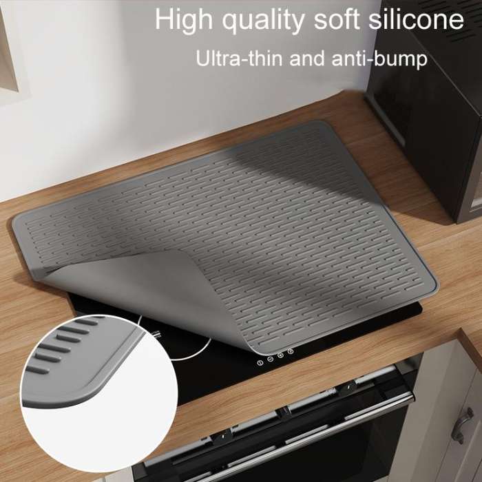 71 x 50 x 0.3cm Large Silicone Stovetop Protective Mat Kitchen Countertop Dish Drainage Stain Pre...