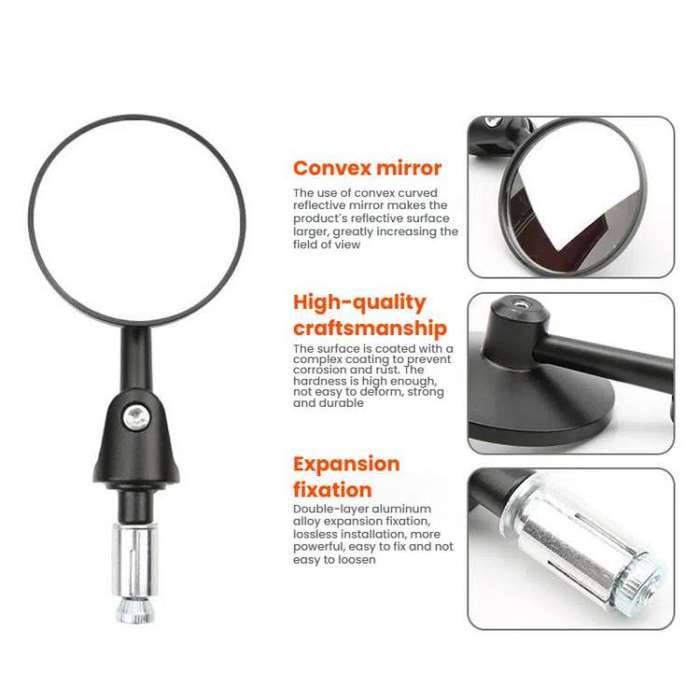 2pcs /Set Motorcycle Rearview Mirror Modified Retro Folding Round E-Bike Universal Reversing Mirr...