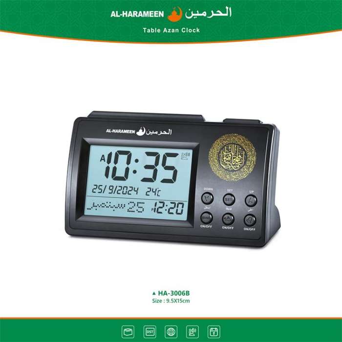 Simple Desktop Clock Perpetual Calendar Alarm Clock(Black)
