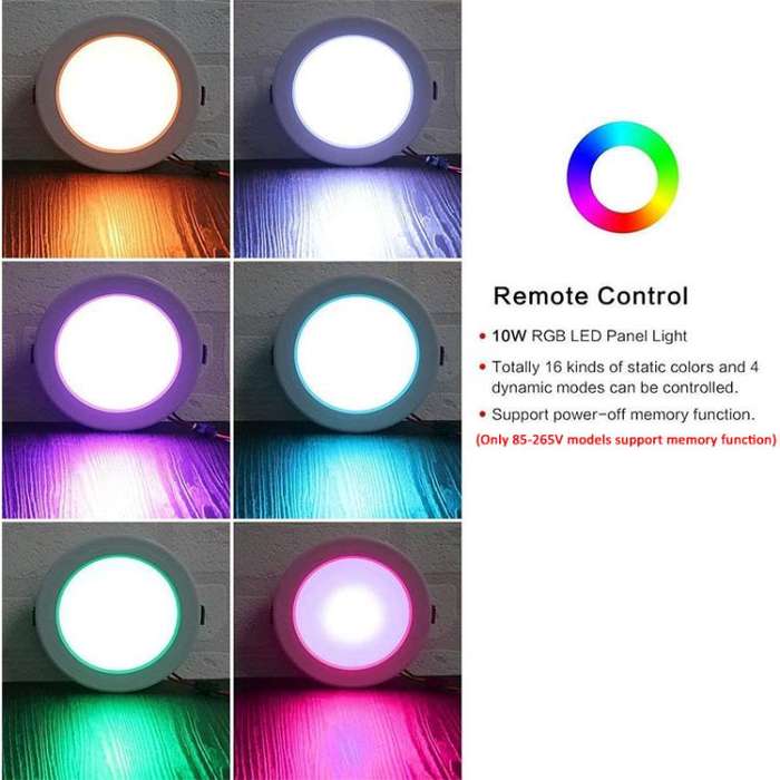 10W 220V  RGB+White Light Ceiling Lamp Round Recessed Dimmable Ceiling Light With Remote Controller