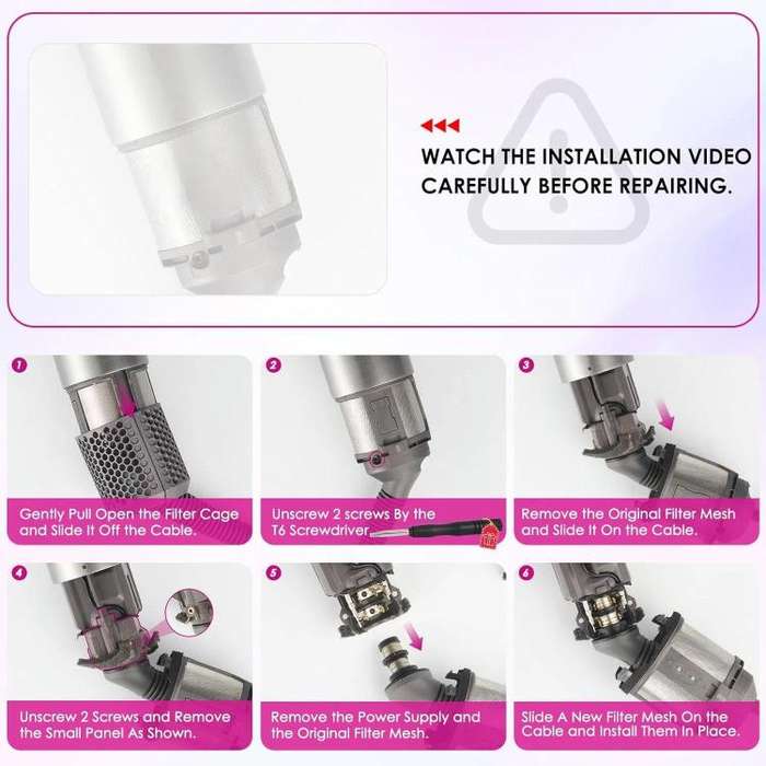 For Dyson Airwrap HS01 HS05 Hair Styler Inner Filter Repair Parts, Spec: Inner Filter+Clean Brush