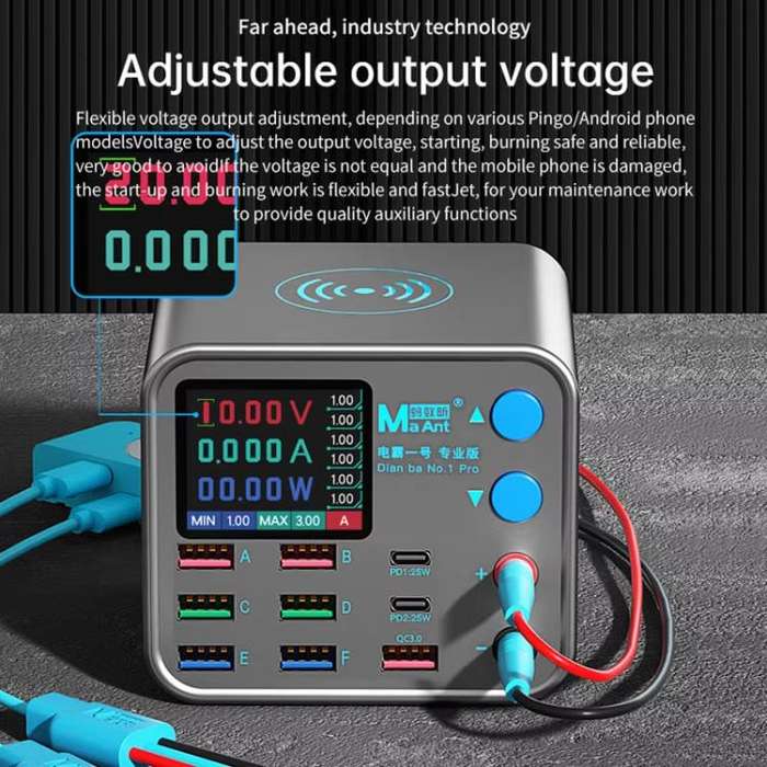 MaAnt DianBa No.1 Pro Multi-port Charger 9-ports With Digital Display Power Wireless Charger EU Plug