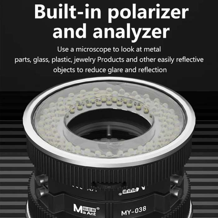 MaAnt MY-038 Cell Phone Repair Microscope Ring Polarized LED Light Source Lamps 96 Beads Anti-Gla...