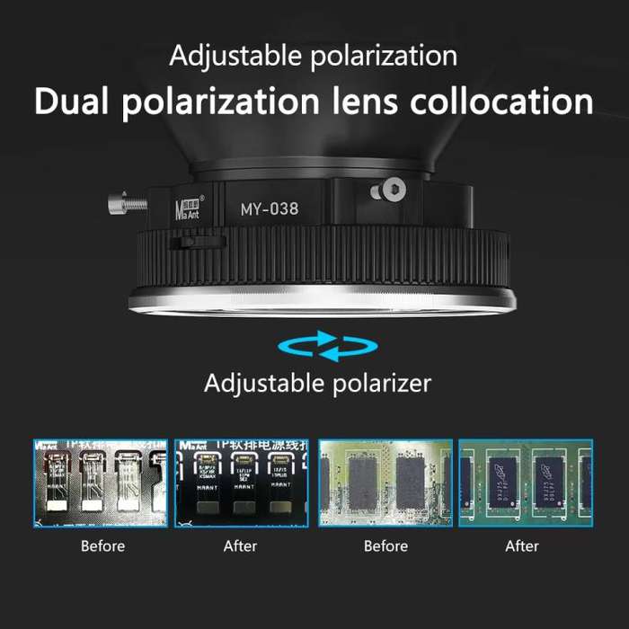 MaAnt MY-038 Cell Phone Repair Microscope Ring Polarized LED Light Source Lamps 96 Beads Anti-Gla...