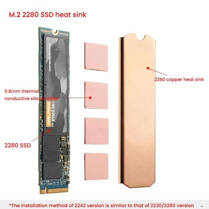 FinalCool M.2 2280 Pure Copper SSD Heat Sink for Game Consoles / Laptops / Mini Hosts