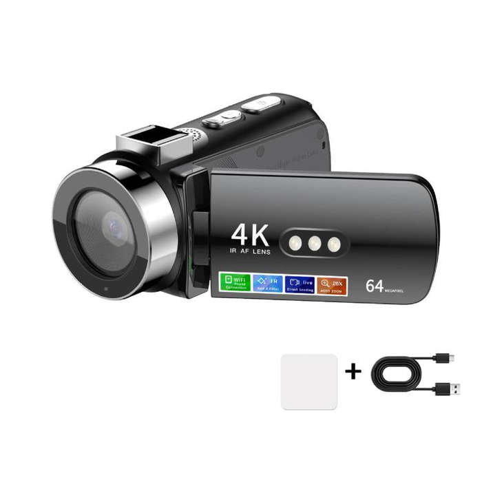 WiFi HD 4K Lightless Colorful Night Vision Digital Video Camera, Color: Black