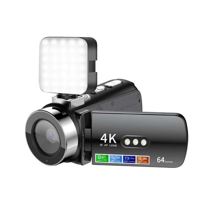 WiFi HD 4K Lightless Colorful Night Vision Digital Video Camera, Color: Black + Fill Light