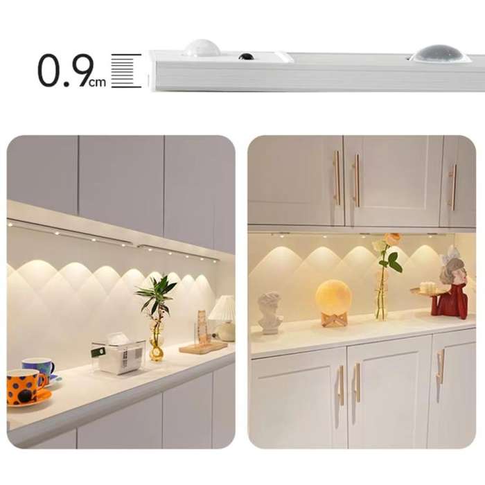 20cm Rechargeable Motion Sensor Light Bar Cabinet Wardrobe Lamp With Remote Control(Black)
