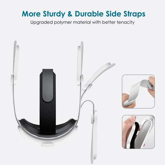 For Quest 2 VR RGB Head Strap Adjustable Headband Built-in 8000 mAh Battery(Gaming White)