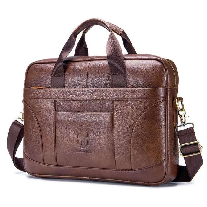 BULL CAPTAIN 048 Large Capacity Retro Business Top Layer Cowhide Hand-held Briefcase(Brown)