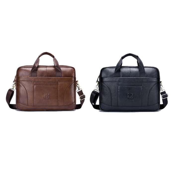 BULL CAPTAIN 048 Large Capacity Retro Business Top Layer Cowhide Hand-held Briefcase(Brown)