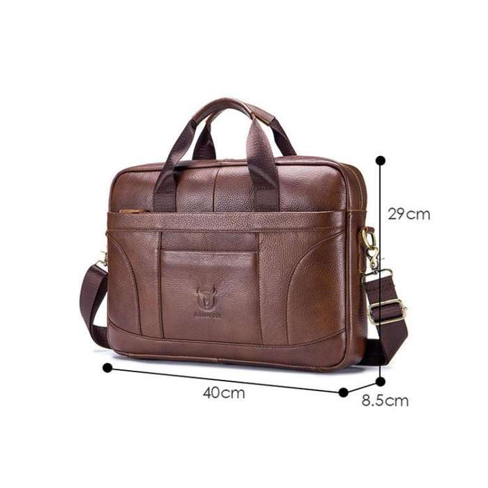 BULL CAPTAIN 048 Large Capacity Retro Business Top Layer Cowhide Hand-held Briefcase(Brown)