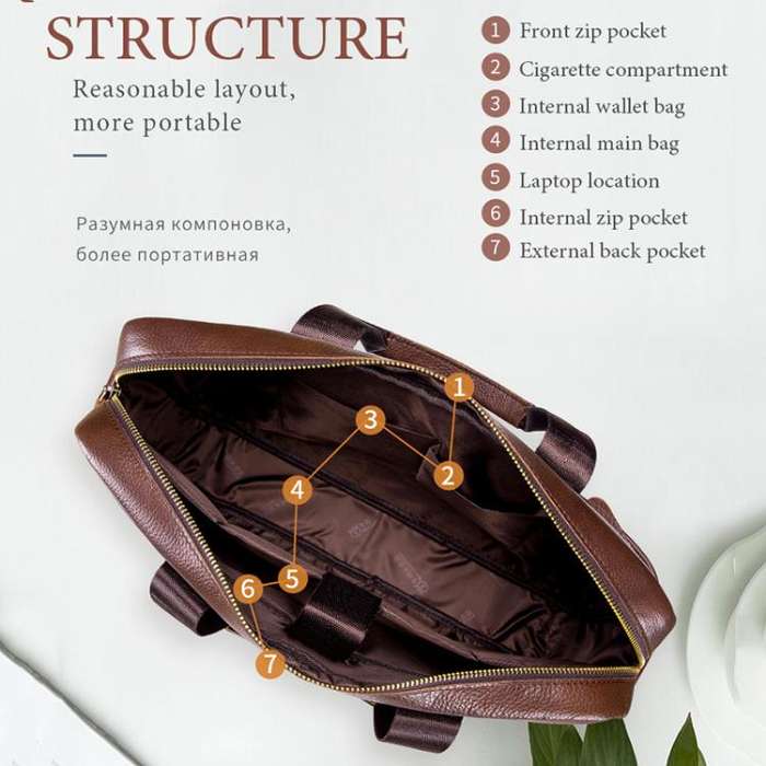BULL CAPTAIN 048 Large Capacity Retro Business Top Layer Cowhide Hand-held Briefcase(Brown)