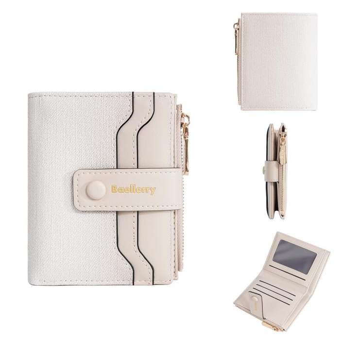 Baellerry NR118 Women Short Wallet Gradient Color Multi Card Zipper Coin Purse(Beige)