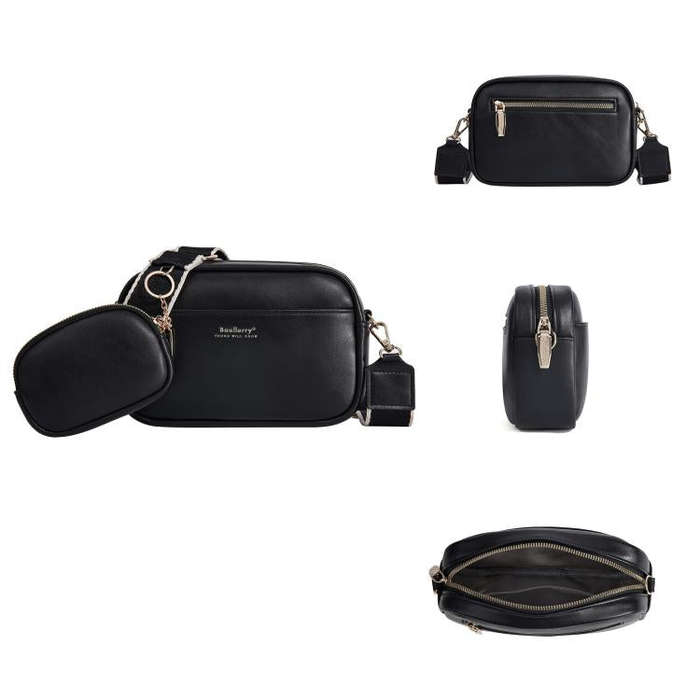 Baellerry N8938 Ladies PU Small Square Bag Large Capacity Crossbody Bag(Black)