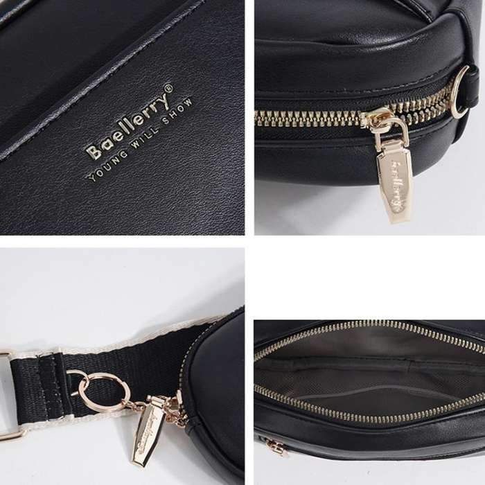 Baellerry N8938 Ladies PU Small Square Bag Large Capacity Crossbody Bag(White)