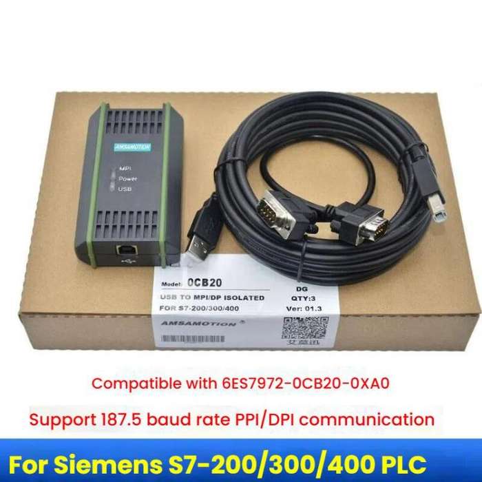 AMSAMOTION USB-MPI Programming Cable For Siemens S7-200/300/400PLC / 6ES7972-0CB20-0XA0 2.5m